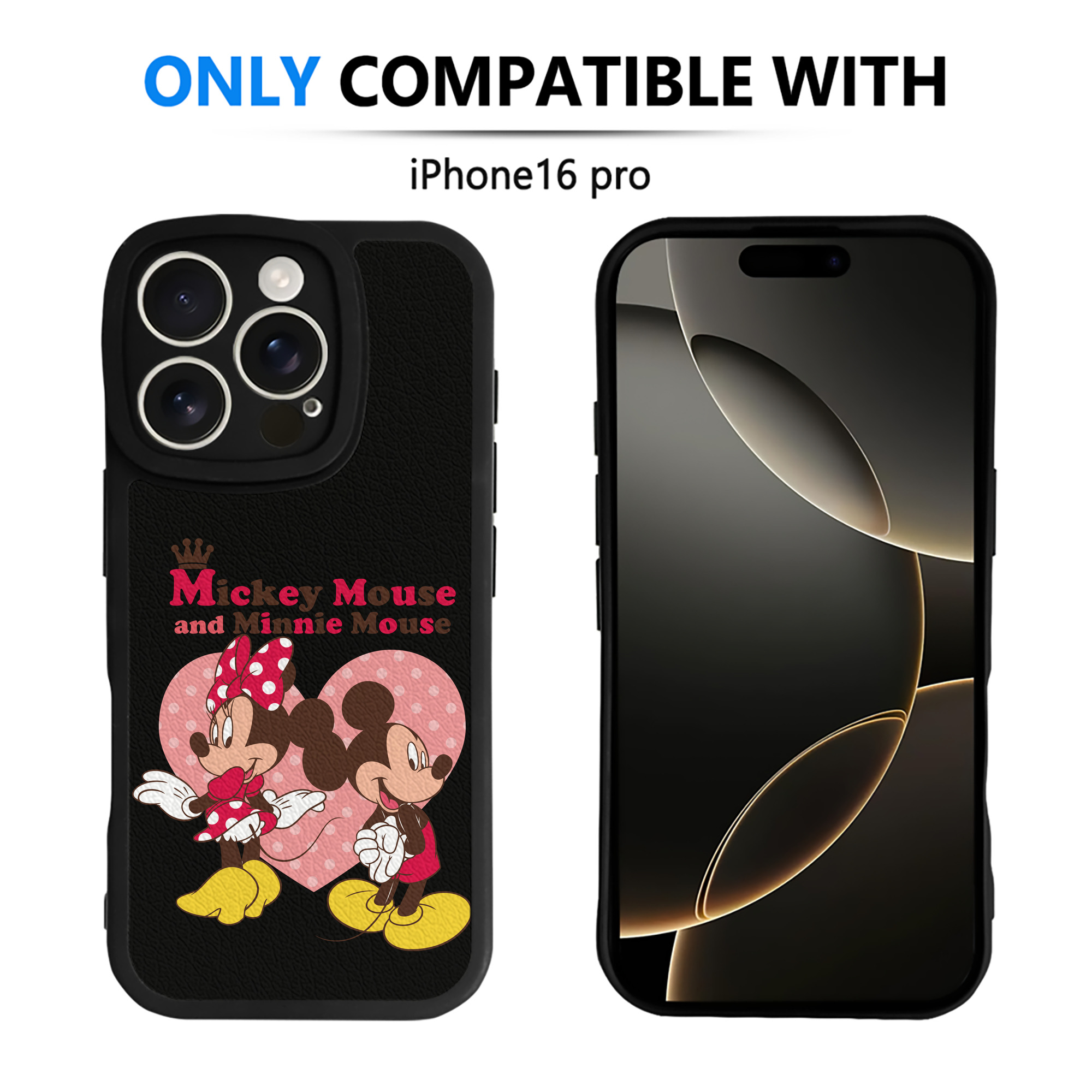 （画像用） ミッキーマウス Mickey Mouse 【iPhone 16シリーズ対応】シリコンスマホケース（レザー調） 材質：シリコン
